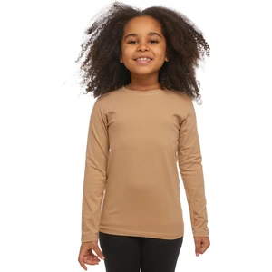 Sütlü Kahve Basic Unisex Çocuk Mevsimlik Sıfır Yaka Uzun Kollu Tişört