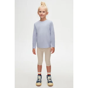 Açık Lila Basic Unisex Çocuk Mevsimlik Sıfır Yaka Uzun Kollu Tişört