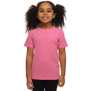 Şeker pembe Basic Unisex Çocuk Sıfır Yaka Kısa Kollu Tişört