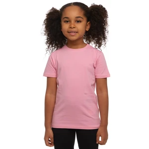 Pembe Basic Unisex Çocuk Sıfır Yaka Kısa Kollu Tişört