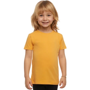 Kavun Sarı Basic Unisex Çocuk Sıfır Yaka Kısa Kollu Tişört