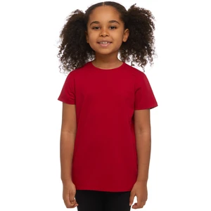 Kırmızı Basic Unisex Çocuk Sıfır Yaka Kısa Kollu Tişört