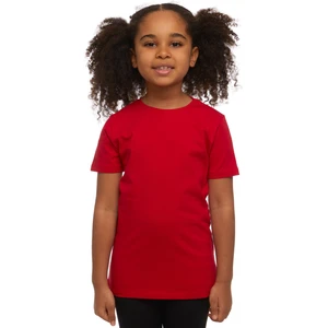 Açık Kırmızı Basic Unisex Çocuk Sıfır Yaka Kısa Kollu Tişört