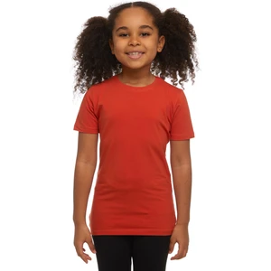 Kiremit Basic Unisex Çocuk Sıfır Yaka Kısa Kollu Tişört