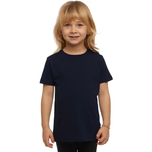 Koyu Lacivert Basic Unisex Çocuk Sıfır Yaka Kısa Kollu Tişört