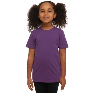 Mor Basic Unisex Çocuk Sıfır Yaka Kısa Kollu Tişört