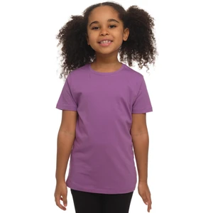 Açık Mor Basic Unisex Çocuk Sıfır Yaka Kısa Kollu Tişört