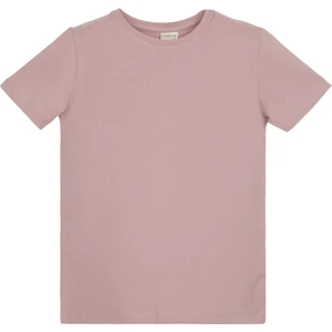 Pudra Pembe Basic Unisex Çocuk Sıfır Yaka Kısa Kollu Tişört