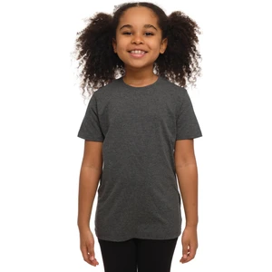 Koyu Gri Basic Unisex Çocuk Sıfır Yaka Kısa Kollu Tişört