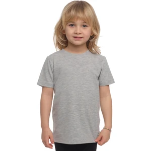 Açık Gri Basic Unisex Çocuk Sıfır Yaka Kısa Kollu Tişört