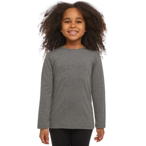 Koyu Gri Basic Unisex Çocuk Mevsimlik Sıfır Yaka Uzun Kollu Tişört