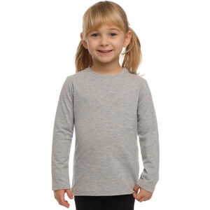 Açık Gri Basic Unisex Çocuk Mevsimlik Sıfır Yaka Uzun Kollu Tişört