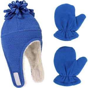 Mavi Polar Bere Eldiven Set - Saks Mavisi Polar Bere Eldiven Ikili Set