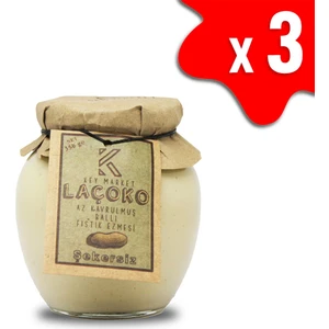 LAÇOKO Şekersiz, Katkısız, Glutensiz, Doğal Az Kavrulmuş (ÇİĞ) Ballı Yer Fıstığı Ezmesi 3 x 350 gr