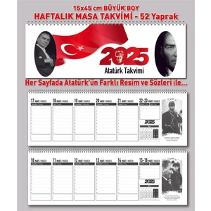 Orkide Matbaacilik 56 Yp. Haftalık Takvim 15X45 cm Atatürk Masa Sümeni. Atatürk'ün Farklı Söz ve RESIMLERI-2025