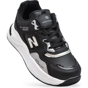 9999 Full Ortopedik Siyah Beyaz Yüksek Taban Kadın Spor Ayakkabı SUYA DAYANIKLI