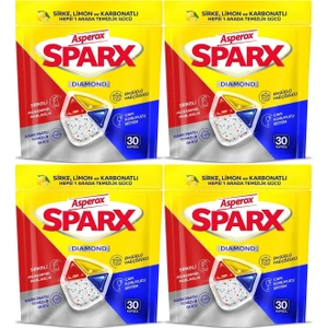 Sparx Bulaşık Makinesi Kapsülü 120 Adet Hepsi 1 Arada (Sirke-Limon-Karbonatlı) (4pk*30)