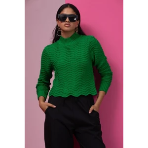 Kadın Dalga Desen Triko Bluz 11010