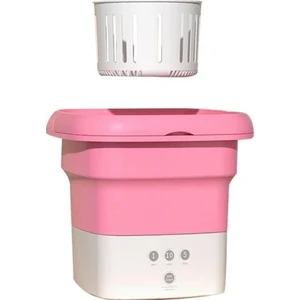 Pembe Katlanabilir Mini Çamaşır Makinesi