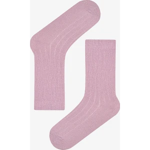 Warm Shiny Rib Pembe Soket Çorap