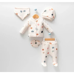 Poly Kids Yenidoğan   5 Parça Hastane Çıkış Seti Bambu Kumaş