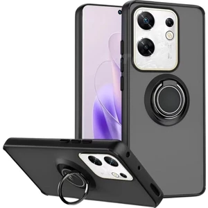Infinix Zero 30 4G Kılıf Yüzüklü Standlı Extra Darbe Emici Sert Silikon Kapak - Siyah