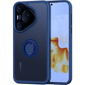 Huawei Pura 70 Pro Kılıf Yüzüklü Standlı Extra Darbe Emici Sert Silikon Kapak - Lacivert