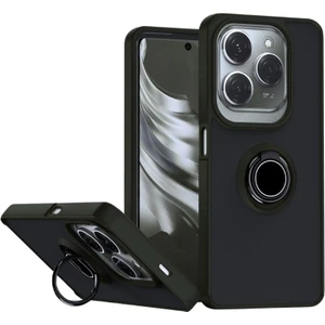 Infinix Hot 40 Kılıf Yüzüklü Standlı Extra Darbe Emici Sert Silikon Kapak - Siyah