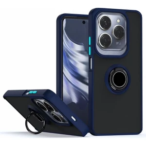 Infinix Hot 40 Pro Kılıf Yüzüklü Standlı Extra Darbe Emici Sert Silikon Kapak Lacivert