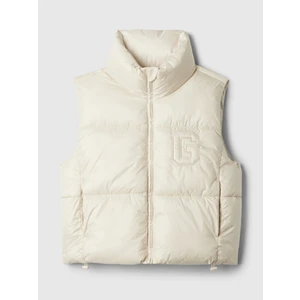 Kadın Kırık Beyaz Gap Logo Geri Dönüştürülmüş Crop Puffer Şişme Yelek