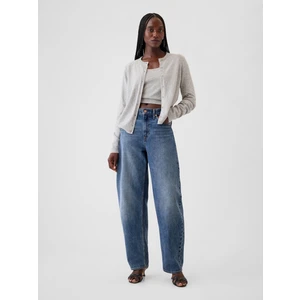 Kadın Mavi High Rise Barrel Jean Pantolon
