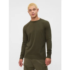 Erkek Haki Waffle Örgü T-Shirt