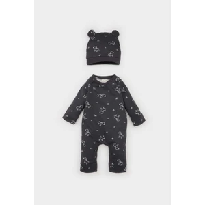 Erkek Bebek Yenidoğan 2'li Takım Zebra Baskılı Uzun Kollu Tulum Bere D3028A524AU
