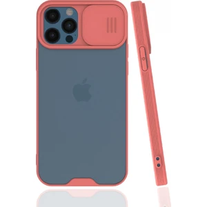 Apple iPhone 12 Pro Max Kılıf Darbelere Dayanıklı Kamera Koruma Sürgülü Platin Kapak