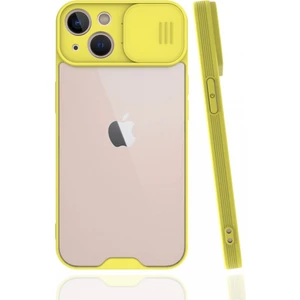 Apple iPhone 13 Kılıf Darbelere Dayanıklı Kamera Koruma Sürgülü Platin Kapak