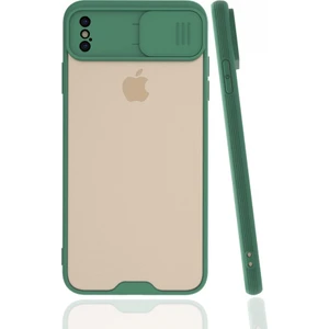 Apple iPhone Xs Max Kılıf Darbelere Dayanıklı Kamera Koruma Sürgülü Platin Kapak