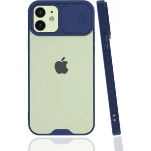 Apple iPhone 12 Kılıf Darbelere Dayanıklı Kamera Koruma Sürgülü Platin Kapak