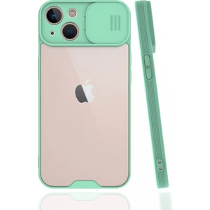 Apple iPhone 13 Kılıf Darbelere Dayanıklı Kamera Koruma Sürgülü Platin Kapak