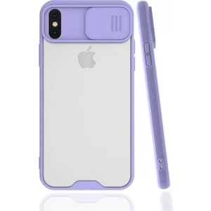 Apple iPhone x Kılıf Darbelere Dayanıklı Kamera Koruma Sürgülü Platin Kapak