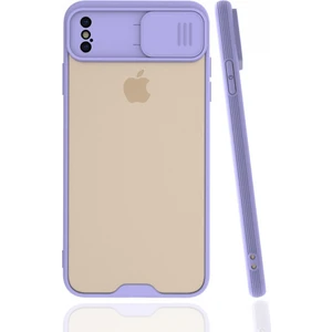 Apple iPhone Xs Max Kılıf Darbelere Dayanıklı Kamera Koruma Sürgülü Platin Kapak
