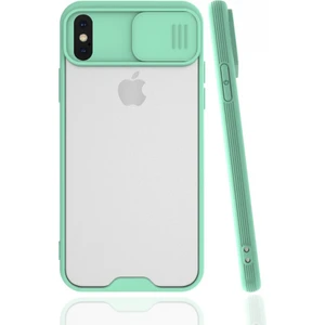 Apple iPhone x Kılıf Darbelere Dayanıklı Kamera Koruma Sürgülü Platin Kapak