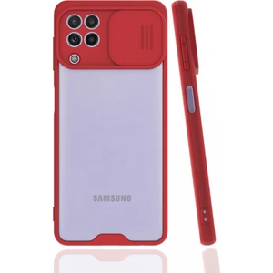 Samsung Galaxy M22 Kılıf Darbelere Dayanıklı Kamera Koruma Sürgülü Platin Kapak