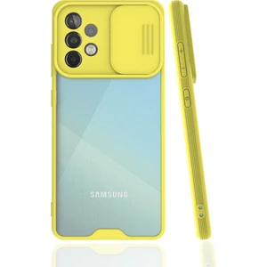 Samsung Galaxy A72 Kılıf Darbelere Dayanıklı Kamera Koruma Sürgülü Platin Kapak