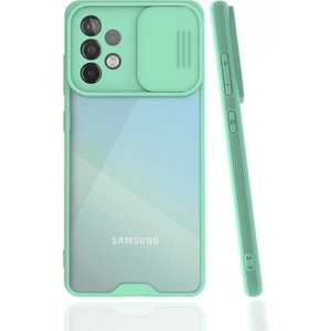 Samsung Galaxy A72 Kılıf Darbelere Dayanıklı Kamera Koruma Sürgülü Platin Kapak