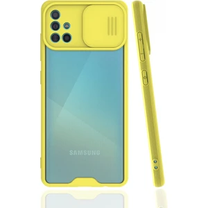 Samsung Galaxy A51 Kılıf Darbelere Dayanıklı Kamera Koruma Sürgülü Platin Kapak