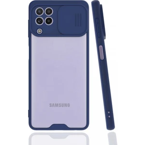 Samsung Galaxy M22 Kılıf Darbelere Dayanıklı Kamera Koruma Sürgülü Platin Kapak
