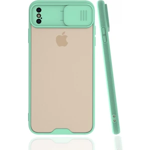 Apple iPhone Xs Max Kılıf Darbelere Dayanıklı Kamera Koruma Sürgülü Platin Kapak