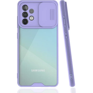 Samsung Galaxy A72 Kılıf Darbelere Dayanıklı Kamera Koruma Sürgülü Platin Kapak