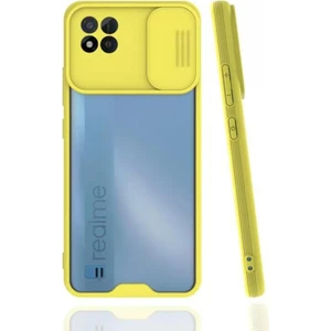 Realme C11 2021 Kılıf Darbelere Dayanıklı Kamera Koruma Sürgülü Platin Kapak