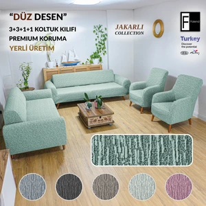 Jakarlı Düz Desen Esnek Kanepe kılıfı Tamıkı Koltuk Örtüsü 3+3+1+1 Yıkanabilir koltuk Kılıfı Kanepe Çekyat örtüsü Takımı Mint